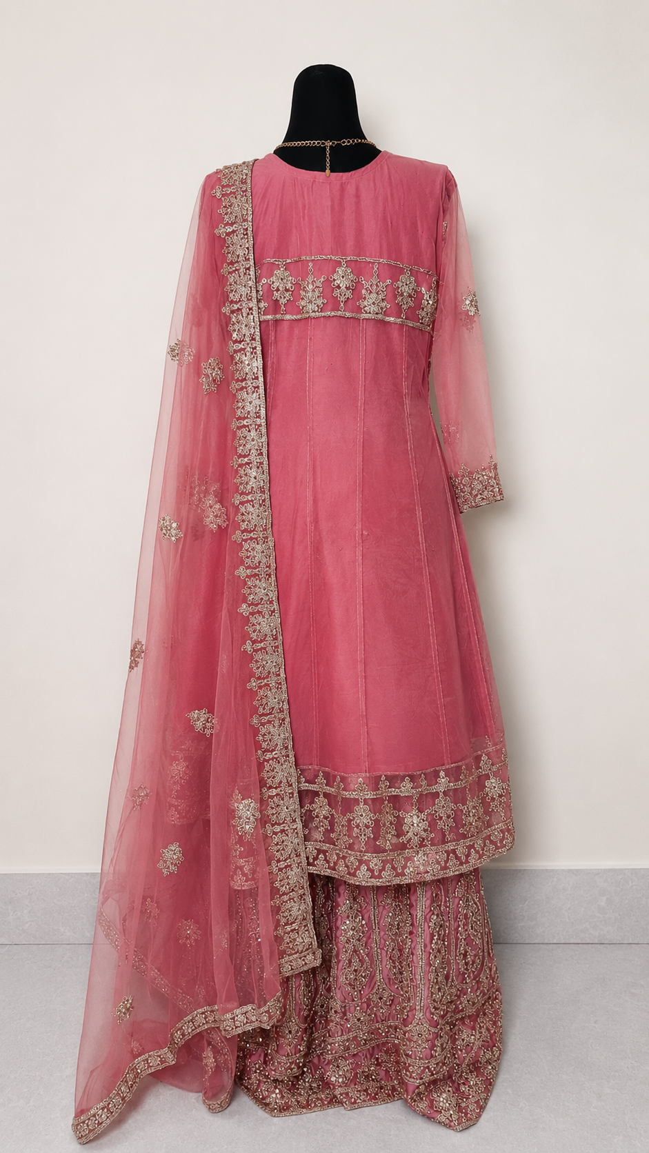 Rose Pink 3Pc Peplum shirt & lehenga - Image 4