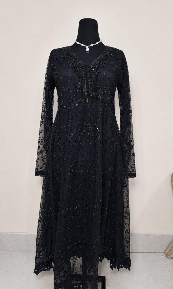 Black Net Frock 3PC